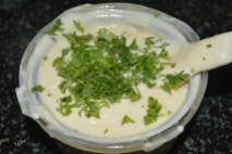 With coriander leaves