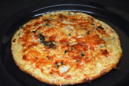 Indian Frittata with tomato ketchup