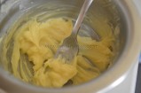 Butter getting mixed with honey and salt for Honey Butter
