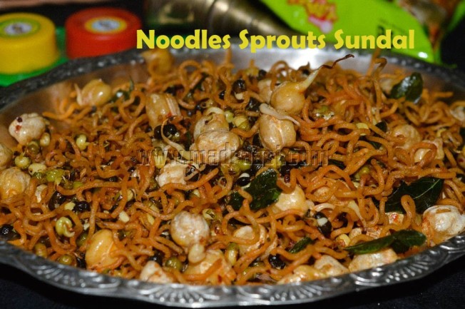 Noodles Sprouts Sundal with Sunfeast Yippe Vegetable Atta Noodles