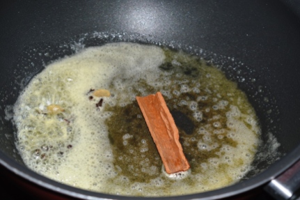 Spices geting sauted with butter