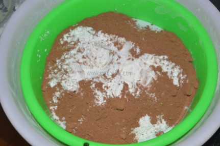 Flour, baking powder, salt all together getting sieved